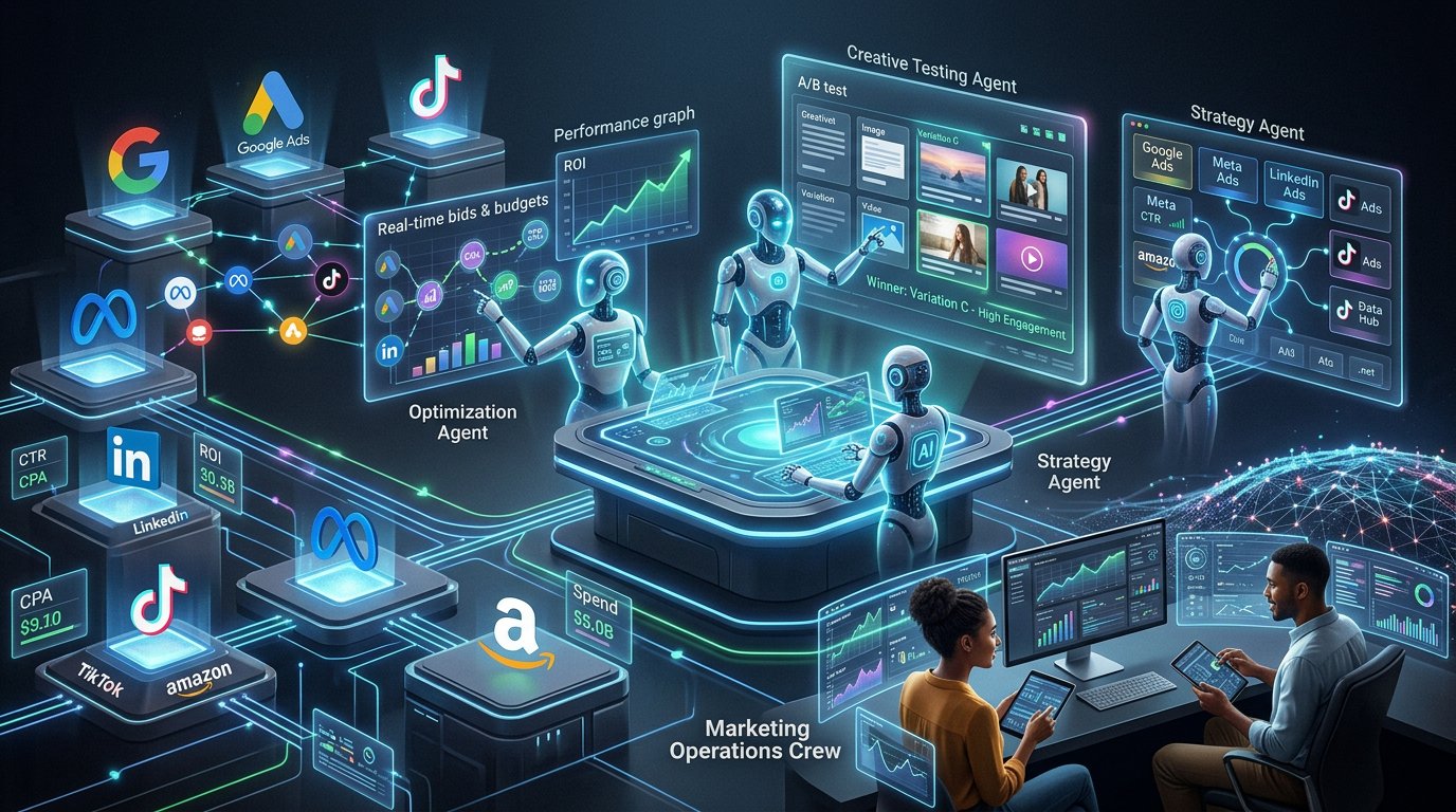 AI Agents for Paid Advertising: How Automated Campaign Management, Bid Optimization, and Creative Testing Work Inside a Marketing Crew