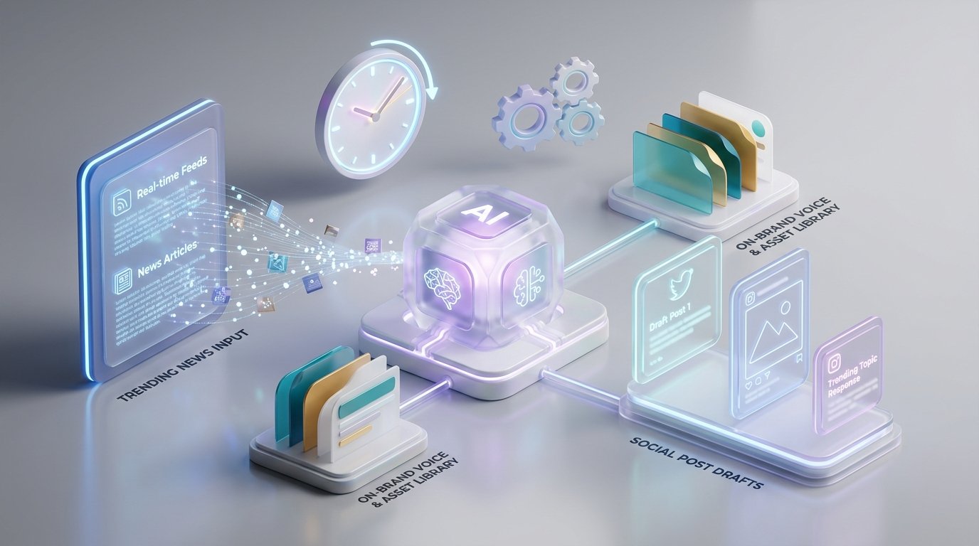 How Lean Teams Turn Trending News Into On-Brand Social Posts in Hours (Not Days) Using AI Agents