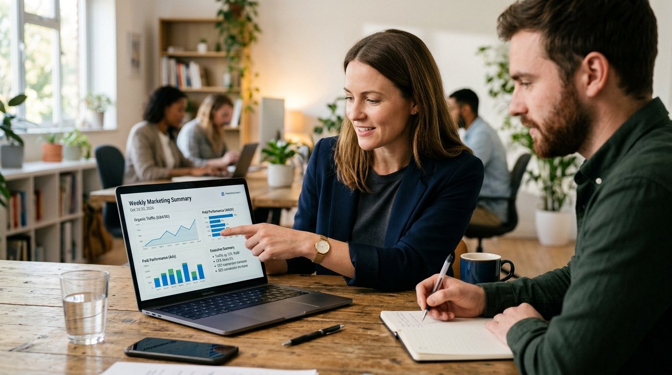 From Raw Data to Executive Summary: How AI Agents Compile a Weekly Marketing Report From GA4, Search Console, and Ad Accounts